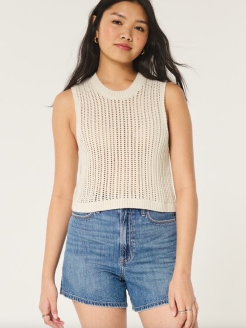 Hollister | NWT Easy High-Neck Crochet-Style Knit Tank